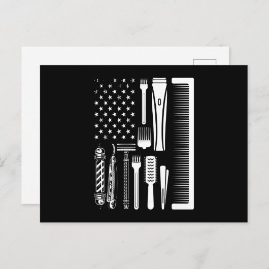 Barber Tools American Flag Briefkaart (Voorkant / Achterkant)