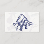 Barber Tools Blauwe Tint Afspraakkaart Afsprakenkaartje (Voorkant)