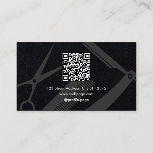 Barber tools modern barbershop  visitekaartje (Achterkant)