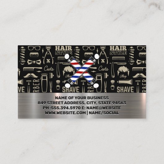 Barber Tools Patroon | Barber Poles Visitekaartje (Achterkant)