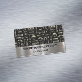 Barber Tools Patroon | Korting Magnetisch Visitekaartje (Voorbeeld)