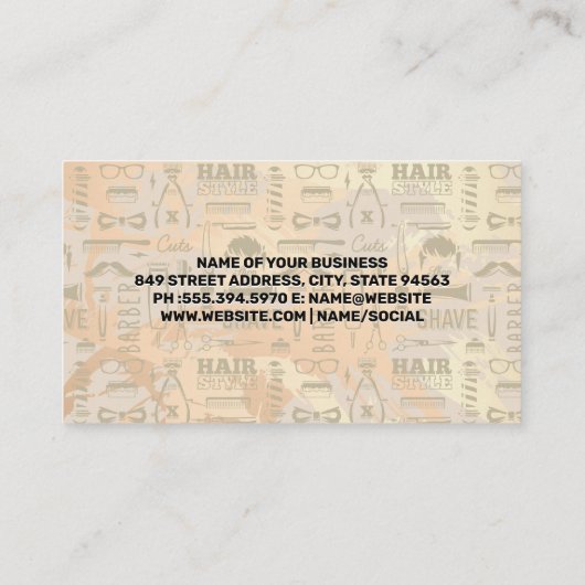 Barber Tools Patroon | Korting QR-code Visitekaartje (Achterkant)