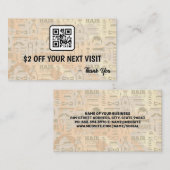 Barber Tools Patroon | Korting QR-code Visitekaartje (Voorkant / Achterkant)