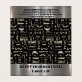 Barber Tools Patroon | Korting Visitekaartje (Buitenkant ongevouwen)