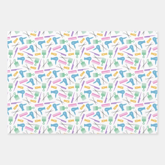 Barber Tools Silhouette Patronen Inpakpapier Vel (Voorkant 3)