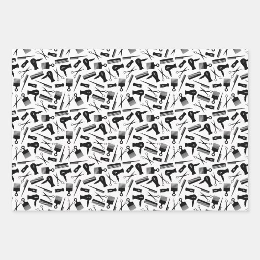 Barber Tools Silhouette Patronen Inpakpapier Vel (Voorkant)