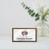 Barber Tools Wood Trim Border Visitekaartje (Staand voorkant)