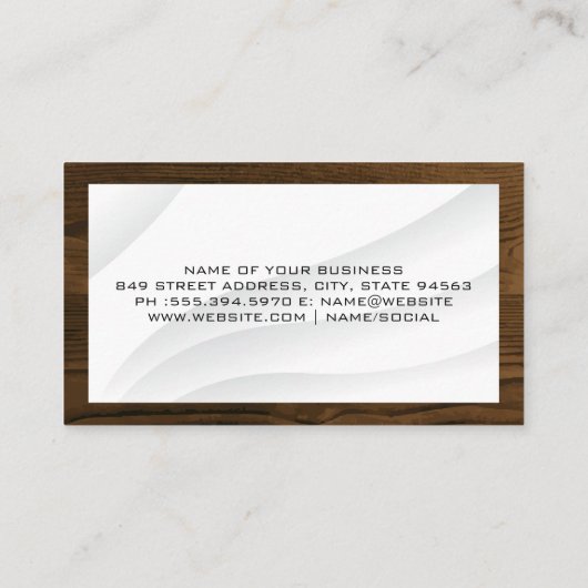 Barber Tools Wood Trim Border Visitekaartje (Achterkant)