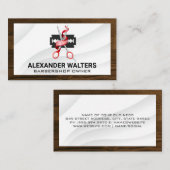 Barber Tools Wood Trim Border Visitekaartje (Voorkant / Achterkant)