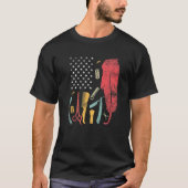 Barber Us Flag Hairdresser Love Hairdryer Barber H T-shirt (Voorkant)