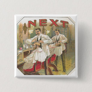 Barber Vierkante Button 5,1 Cm