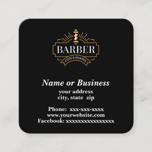 Barber Vierkante Visitekaartje (Voorkant)