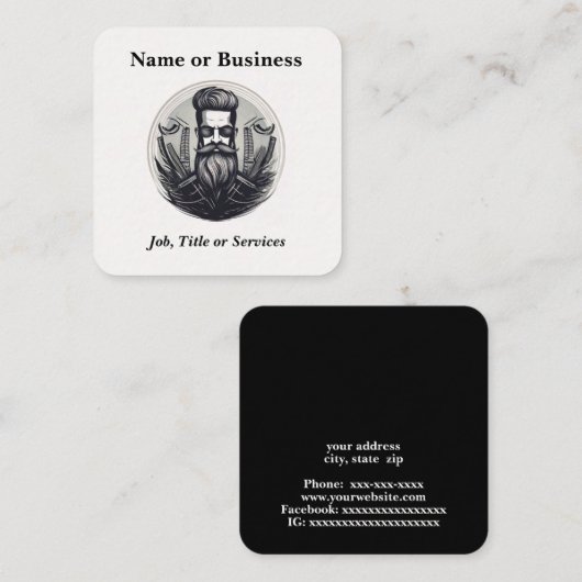 Barber Vierkante Visitekaartje (Voorkant / Achterkant)