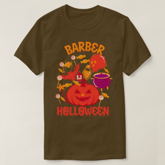 Barber viert ook Halloween T-shirt (Design voorkant)