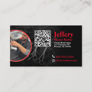 Barber Visitekaartje met QR-code en linker foto