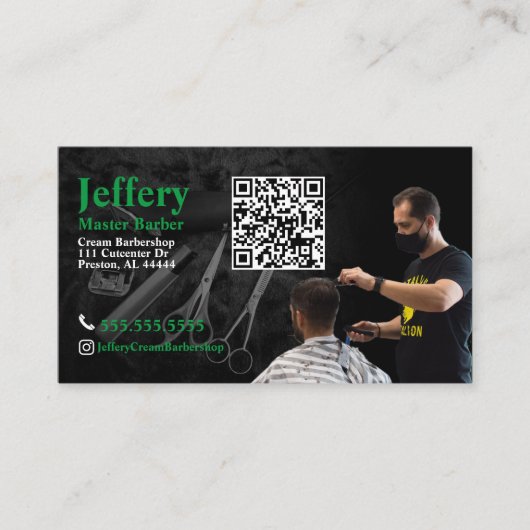 Barber-Visitekaartje met QR-code Visitekaartje (Voorkant)