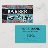 Barber voor hire Visitekaartjes - blauw rood (Voorkant / Achterkant)