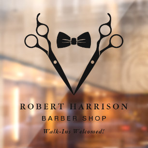 Barber Walk-Ins Barbershop Black Raamsticker