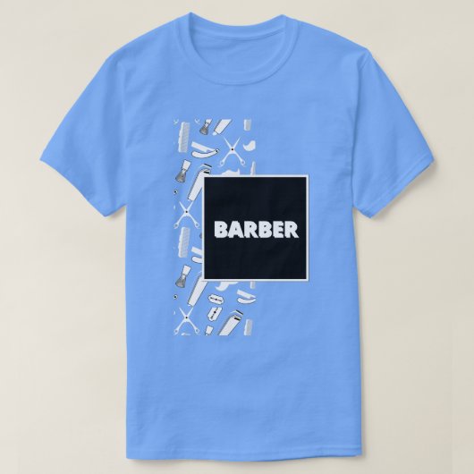 Barber White op zwart T-shirt (Design voorkant)