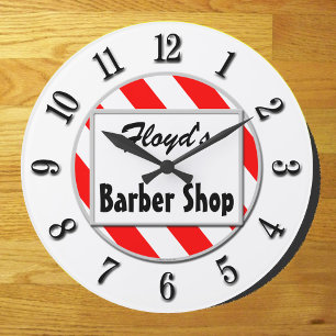 Barber Winkel Retro Red White - aangepaste kast Grote Klok