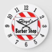 Barber Winkel Retro Red White - aangepaste kast Grote Klok (Voorkant)