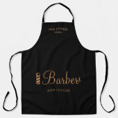 Barber winkelmedewerker gepersonaliseerd zwart en schort (Voorkant)