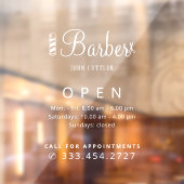 Barber winkelnaam openingstijden sticker (Vel 2)