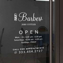 Barber winkelnaam openingstijden sticker