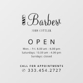 Barber winkelnaam openingstijden sticker (Vel)