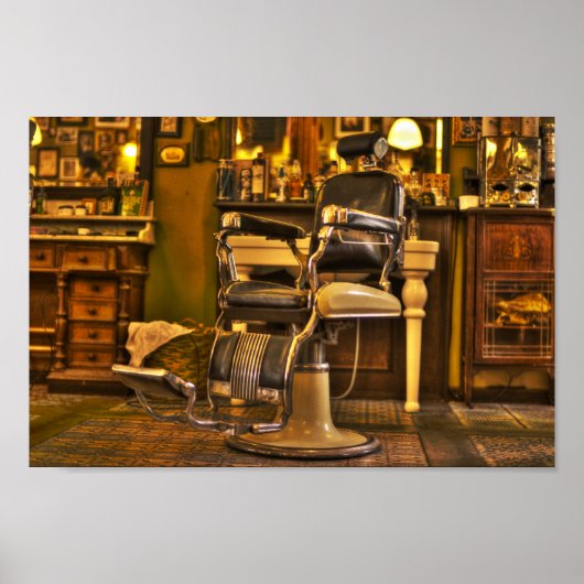  barber Winkelstoel Retro Hair Salon Aangepast Poster (Voorkant)