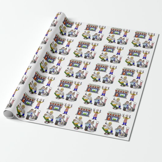 Barber Wrapping Paper Cadeaupapier (Uitgerold)