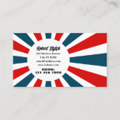 Barber Zonnestralen blauw en rode strepen met logo Visitekaartje (Achterkant)