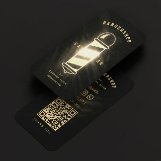 Barber Zwart Goud Pole Retro Moderne Barbershop Visitekaartje