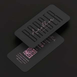 Barber Zwart Roze Script Hair Stylist Beauty Salon Visitekaartje