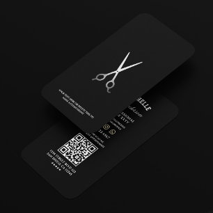 Barber Zwart Zilver Schaар Minimal Barbershop  Visitekaartje