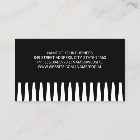 Barbergereedschap | Achtergrond comb Visitekaartje (Achterkant)