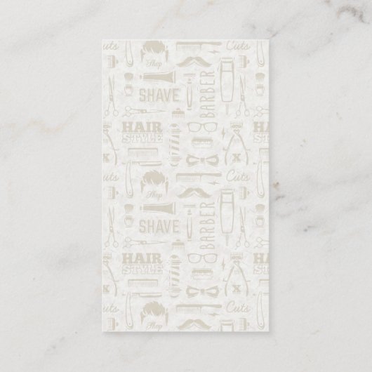 Barbergereedschap en pictogram patronen visitekaartje (Achterkant)