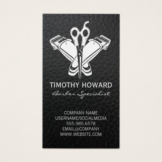 Barbergereedschap | Leder Visitekaartje (Voorkant)