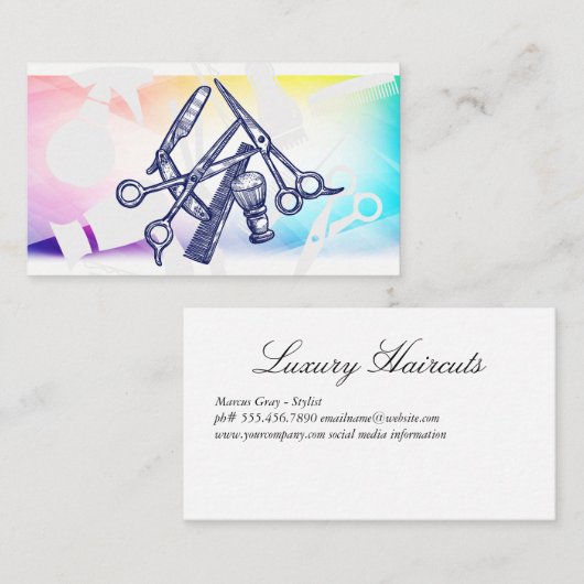 Barbergereedschap | Patroon Afsprakenkaartje (Voorkant / Achterkant)