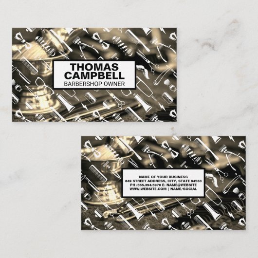 Barbergereedschap | Patroon Visitekaartje (Voorkant / Achterkant)