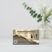 Barbergereedschap | QR-code | Metaal Visitekaartje (Staand voorkant)