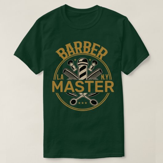 Barbermeester met schaar en kammen t-shirt (Design voorkant)