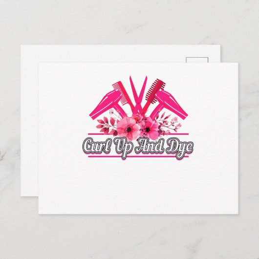 Barberontwerp, schaar, kam, luchtdroger briefkaart (Voorkant / Achterkant)