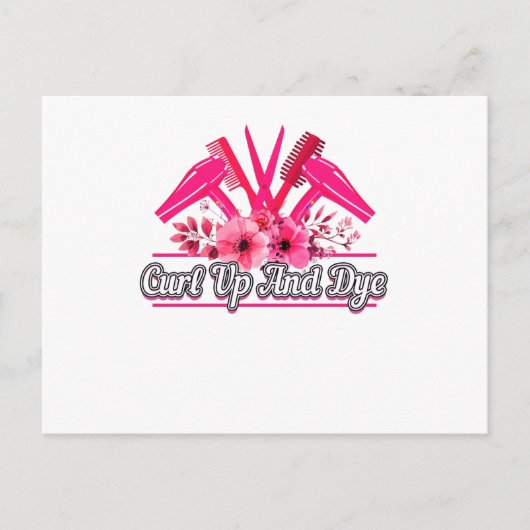 Barberontwerp, schaar, kam, luchtdroger briefkaart (Voorkant)