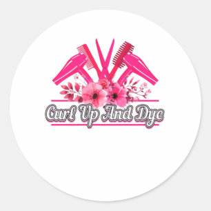 Barberontwerp, schaar, kam, luchtdroger ronde sticker