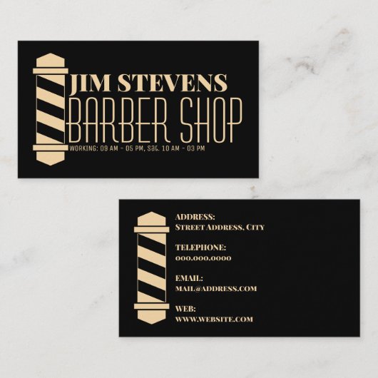 Barberpaal en zwart visitekaartje (Voorkant / Achterkant)