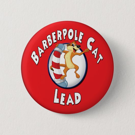 Barberpole Cat Badge - Lood Ronde Button 5,7 Cm (Voorkant)