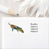 Barberpoolsprinkhaan, afbeelding cartoon etiket (Insitu)