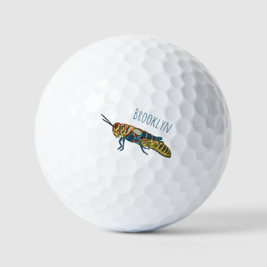 Barberpoolsprinkhaan, afbeelding cartoon golfballen (Voorkant)
