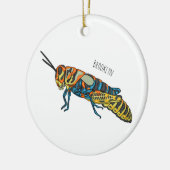 Barberpoolsprinkhaan, afbeelding cartoon keramisch ornament (Links)